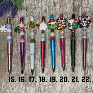 Handcrafted Christmas Pens Beaded Unique Artisan Gifts Office Accessories